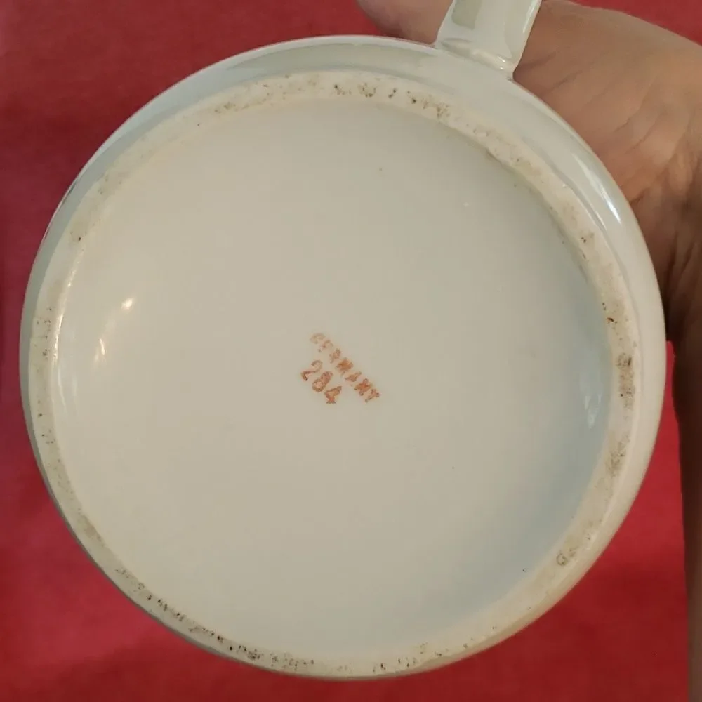 Large Vintage Floral Creamer Pitcher - Scalloped Edge - Marked 
